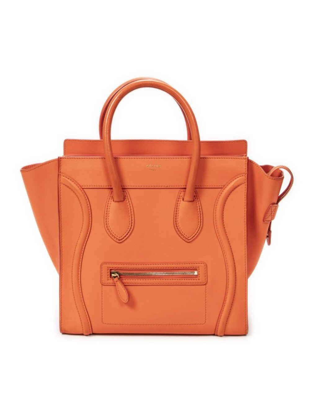 Celine Mini Luggage Orange Calfskin Leather - Picture 11 of 15